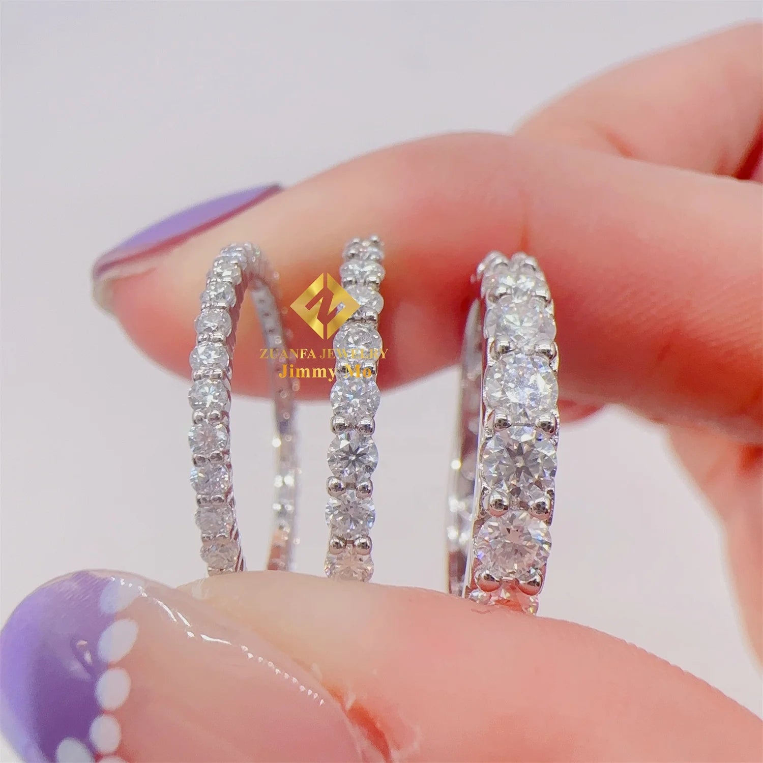GRA Certificates 925 Sterling Silver Iced Out RIng Jewelry 1.5mm 2mm 3mm 4mm  VVS1 Moissanite Engagement Ring Band Ring