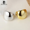 ICEBELA Hot Selling INS Fashion Jewelry 925 Sterling Silver Gold Plated Ring Smooth Open Adjustable Plain Silver Ring for Girl