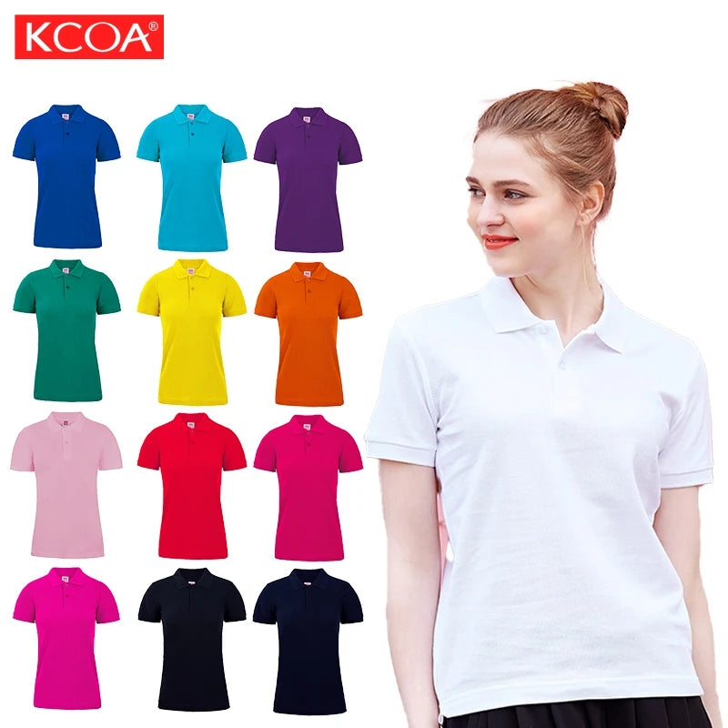 OEM Custom Multicolor Women's Polo Shirts Wholesale 100% Cotton Blank Plain Polo Shirts for Women