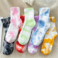 Wholesale Winter Cheap Home Sleeping Plush Slipper Sock Fuzzy Fluffy Tie-Dye Sock