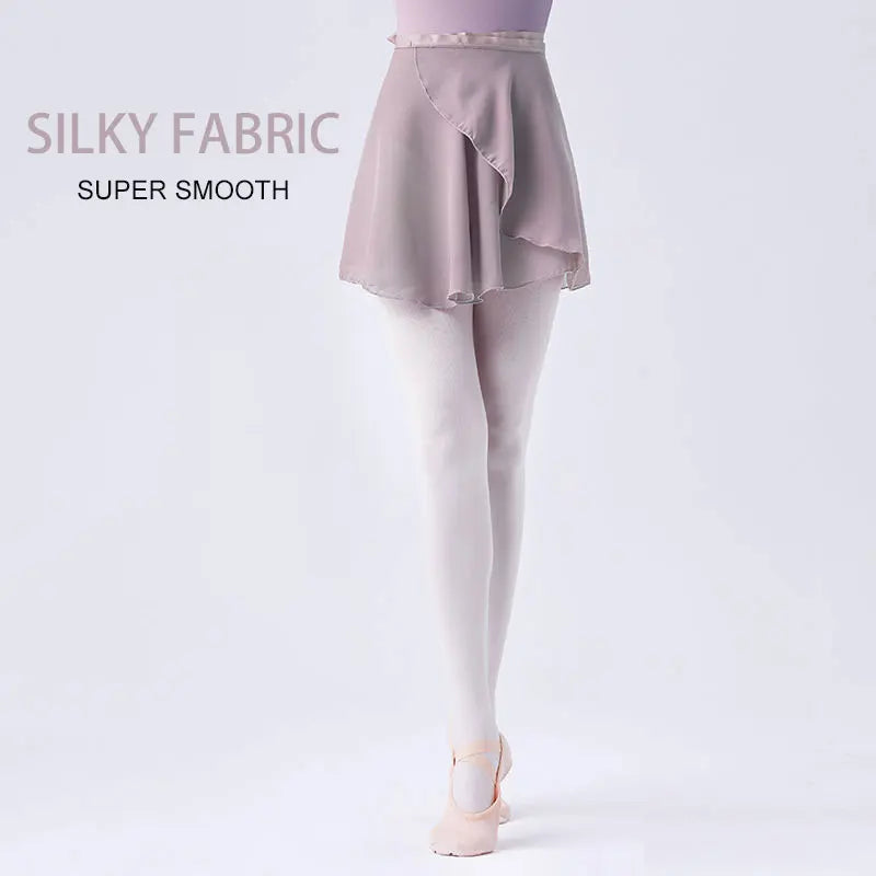 Short Dance Silky Chiffon Wrap Skirt for Ballet Ballroom Training Polyester Material Justwell Brand Adult Girls
