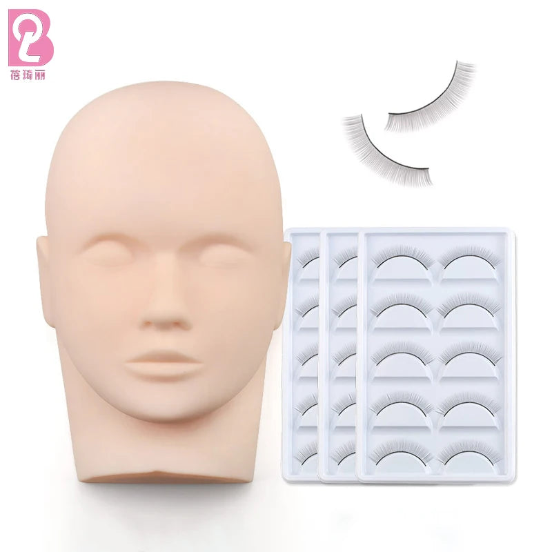 Beiqili Silicone Lash Mannequin Head Eyelash Extension Practice Head Removable Eyelids 24-28cm Doll Head for Lash Extensions