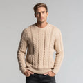 Men's Classic Cable-Knit Organic Cotton Sweater Sustainable Fashion Style Knitwear Breathable and Winter Appropriate