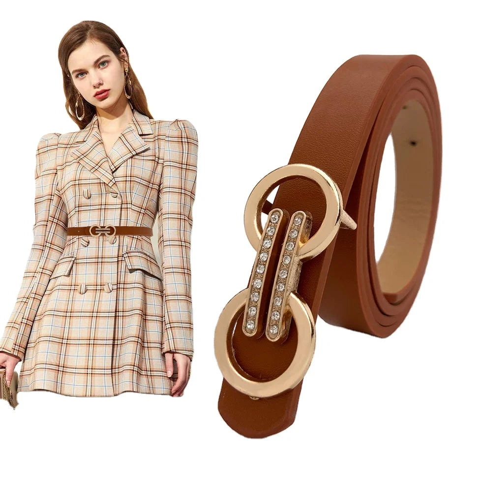 Women's Belt Fashion Diamond-Studded Thin Belt Women's Embellishment Diamond Belt Women's Suit Skirt  Waist Seal