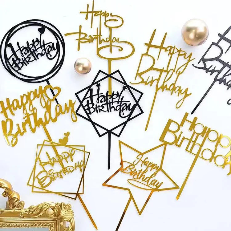 Acrylic Happy Birthday Cake Topper for Wedding Party Cake Decorating
