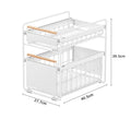 Steel Double Tier Folding Sliding Floor Type White Cabinet Basket Drawer Multifunction Tableware Storage Rack for Kitchen