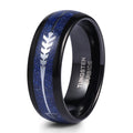Somen 8mm Tungsten Steel Arrow Silver Plated Ring  Inlay Wedding Bands Men Meteorite Koa Wood Comfort Fit