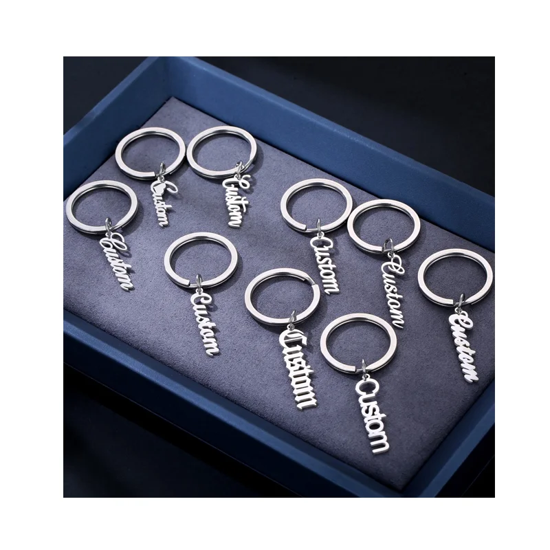 Manufacturer Customized Designs Metal Letter Phrase Name Key Chain Keyrings Keychains Holder Custom Name Keychain