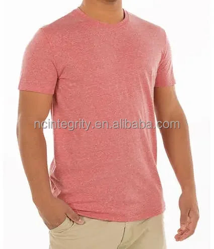 Custom Men's Casual Short Sleeve O-Neck Tri-Blend Jersey Fabric T-Shirts 50% Polyester 25% Cotton 25% Rayon Blank T-Shirt