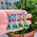 Unique Designer Big Long Water Drop Blue Crystal Cubic Zirconia Bohemian Earrings Jewelry Accessories for Women Party MegaBDM