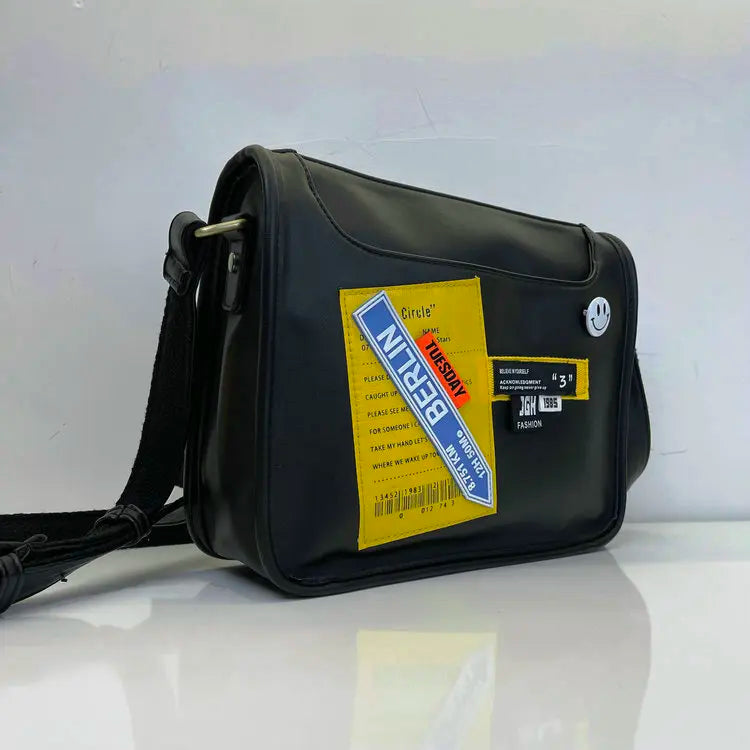 Elegant Ecoleather PU Leather Shoulder Messenger Bag Custom Black Side Chest Sling Crossbody Luggage Soft Plain Men Women