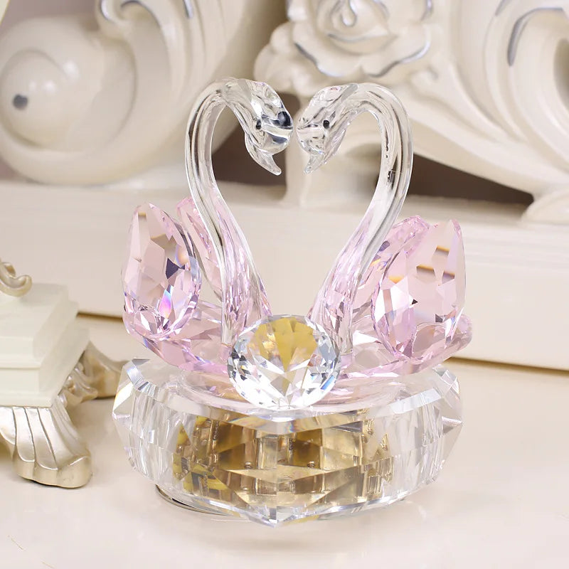 2026 Elegant Animal Swans Centerpieces Crystal Ornaments Souvenir Home Wedding Decoration with Gift Box