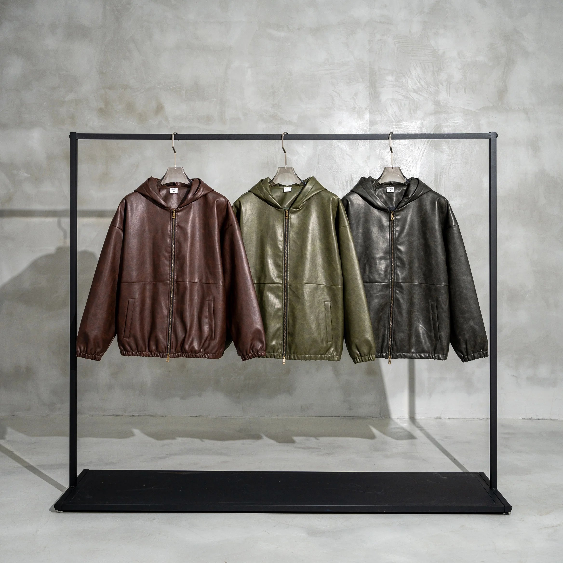 Heavyweight 370G Vintage Large Silhouette PU Leather Jacket Loose Trendy Men's Jacket Customized Loose Jacket