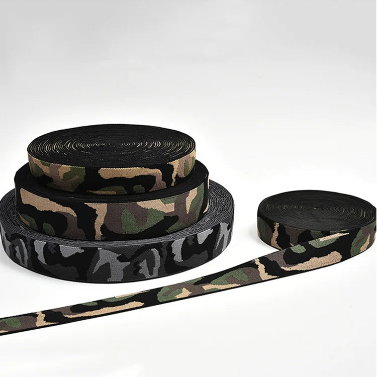 Customizable Camouflage Color Jacquard Oeko-Tex Certified Spandex/Polyester Elastic Webbing Custom Colors Logo for Garment/Shoes