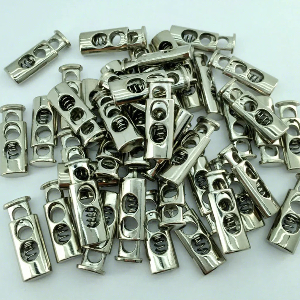 Wholesale Barrel Toggles Stop Conical Spring Elastic Double String Metal Cord End Stopper for Clothing