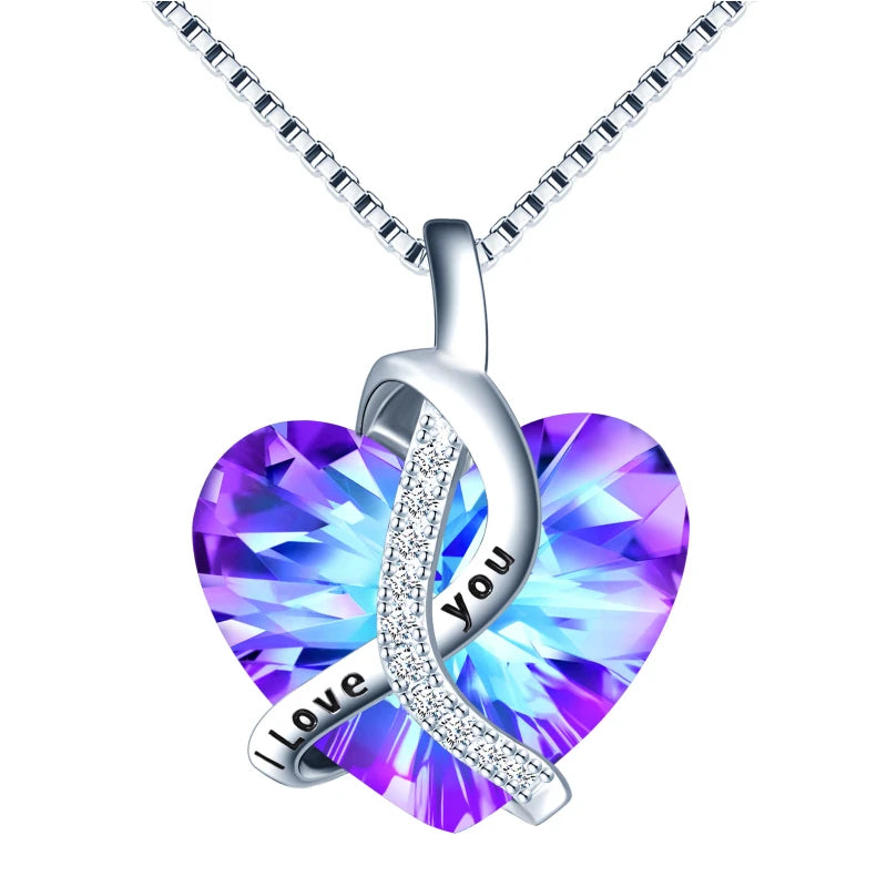 Wholesale Hot Selling 925 Sterling Silver Crystal Luxury I Love You Necklace