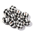 Wholesale Buffalo Plaid Wooden Beads for Crafts Colorful Polished Round Beads for DIY Garland Christmas Decor