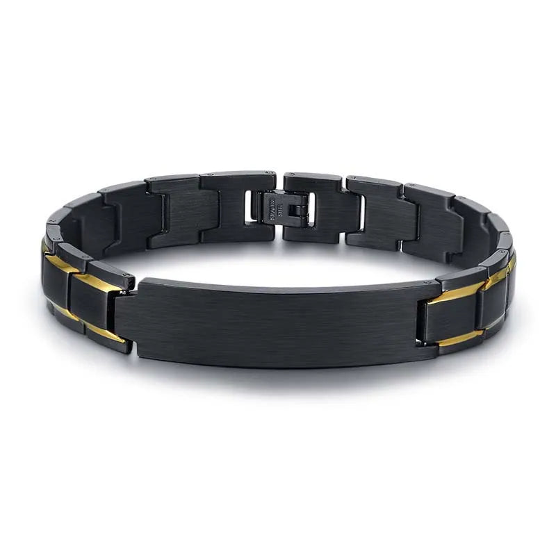 Customs Engraved Brushed Men Bangle Bracelets Stainless Steel Bar Charm Bracelet Customized Text