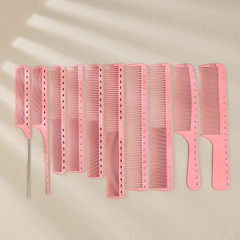 Pink Resin Hairdressing Salon With Scale Comb Anti-Static Hairstyling Hairbrush Home Hair Styling Handle Brush Styling Tools