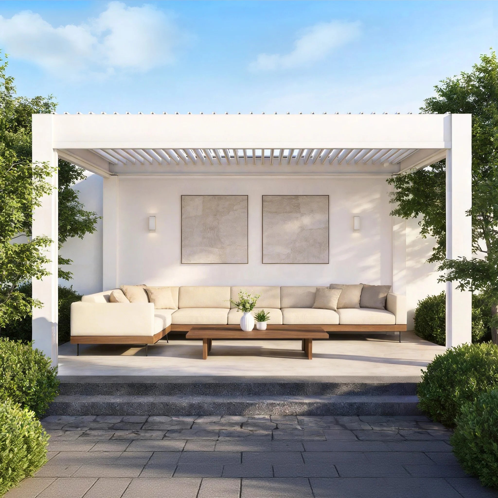 Outdoor Yard Factory Canopy Villa Electric Adjustable System Motorized Gazebo Pavilion Bioclimatic Louvered Aluminum Pergola