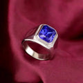 Shiny Purple Blue Zircon Crystal Ring Stainless Steel Broadband Ring Customized Men'S and Boys Stainless Steel Ring
