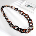 Wholesale Vintage Style Tortoiseshell Amber Color Ox Horn Plate Shape Link Chain Long Acrylic Necklace for Women