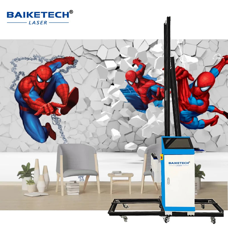 Blue Track Type Printer Direct to Wall Painting Machine 3D Effect UV Vertical Walls Printer DX10 Double Head Printing Machine