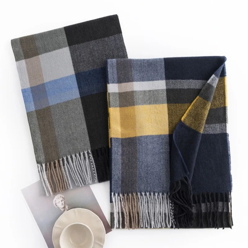 Custom LOGO Plaid Scarf for Men Women Super Soft Classic Tartan Checkered Neck Scarves