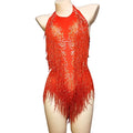 Rhinestones Bodysuits Lady Halter Backless Club Jumpsuits Show Pole Dance Leotard Stage Costume Performance Wear
