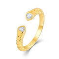 QX Minimalist 18K Gold Plated Luxury Fashion Fine Jewelry 925 Silver Zircon Open Ring for Women Valentine's Mother's Day Gift