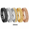 Non Tarnish Titanium Steel IP 18k Gold Plated 10 15MM Wide Chain Bracelets Solid 316L Stainless Steel Watch Link Bracelet
