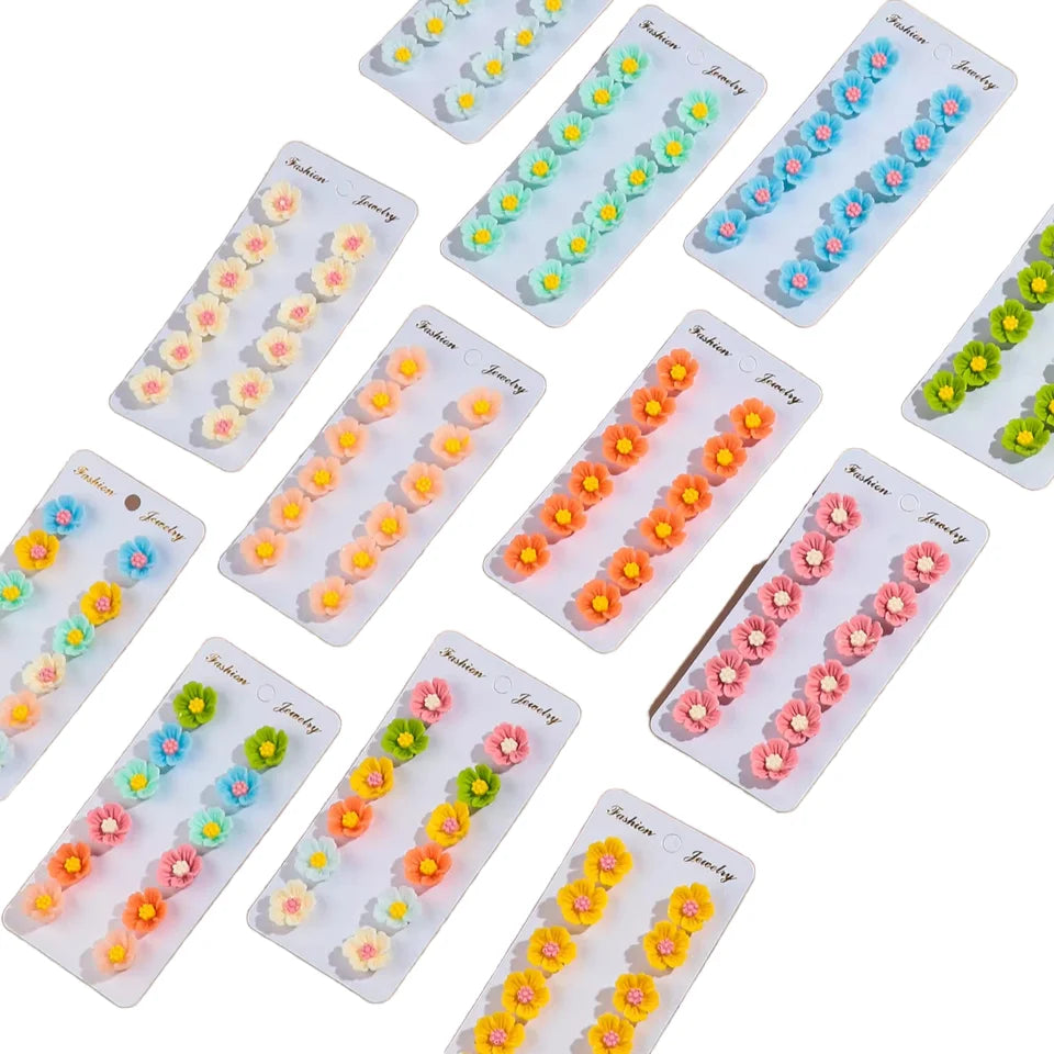Factory Price Multicolor Flowering Daisy Petal Earrings New Trend Women's Resin Daisy Flower Stud Earrings
