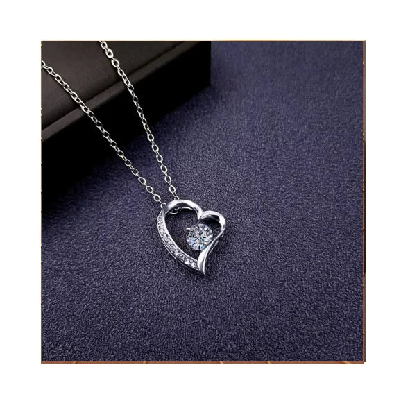 Non Tarnish Waterproof Stainless Steel Crystal Zircon Heart Pendant Forever Love Necklace for Mom Mother Valentine's Day Gifts