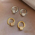 Wholesale Luxury Trendy Tiny Cartilage Stainless Steel 3 Zircon Beads Hoop Charms Huggie Hoop Earring for Men and Women