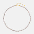Elegant 925 Sterling Silver Oval Natural Freshwater Pearl Beaded Necklace Choker for Women Girls Handmade Pearl Jewelry