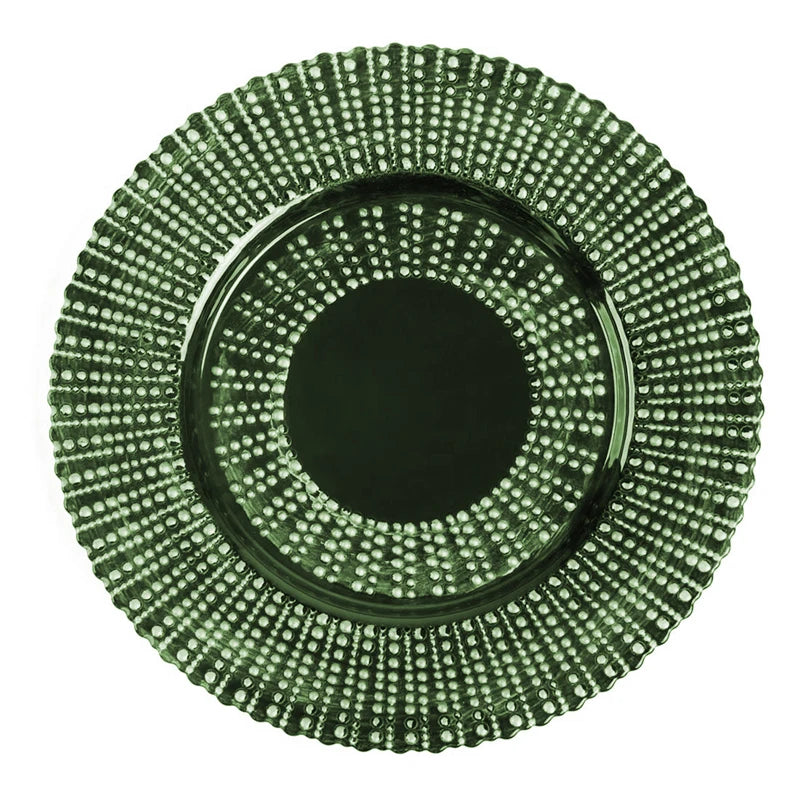 Wholesale13 Inch Dish Round Classic Luxury Muti-color Tableware Home Wedding Glass Charger Plate