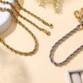 2.5mm 4mm 5mm 6mm Real Gold PVD Plating Chains Tarnish Free Waterproof Multiple Size Stainless Steel Rope Chains Necklaces