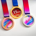 New Design Gold Silver Bronze Metal 7.5cm Crystal Glass Octagon Shaped Medallion Medal MH-NJ0291