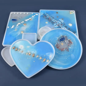 DM486 Round Square Rectangle Oval Coaster Silicone Resin Mold Tea Cup Mat Pad Moldes De Silicone Para Resina Epoxi for Diy Craft