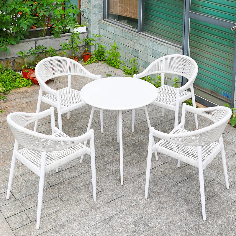 European Popular Rattan Rope Garden Patio Furniture Out Door Furniture Table and Chairs Outdoor Dining Set