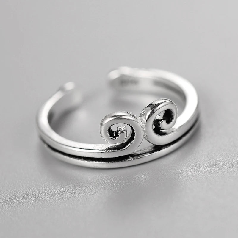 Vintage Style Jewelry Silver Open Adjustable Punk Shape inhibiting magic phrase Rings For Women