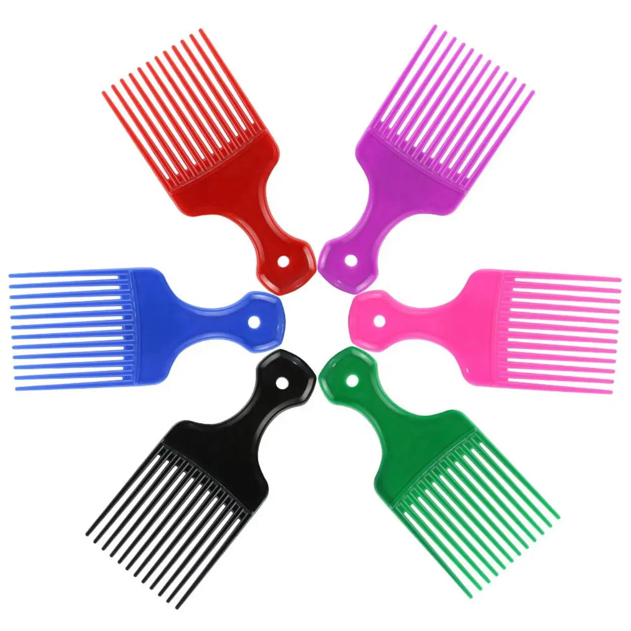 Professional Wide Tooth Plastic Afro Pick Comb With Custom Logo Multi-Function PC Handle Lice Comb for Home Use Box Packaging