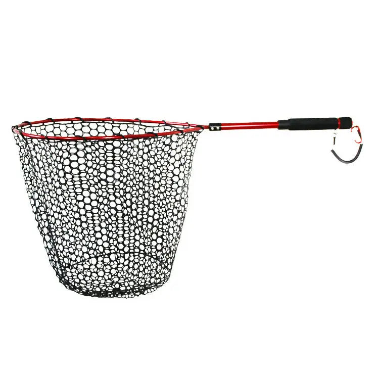 Topline Tackle Aluminum Telescopic Hand Net Cheap Chinese Landing Net with Silica Gel Mesh Foldable Fishing Equipment