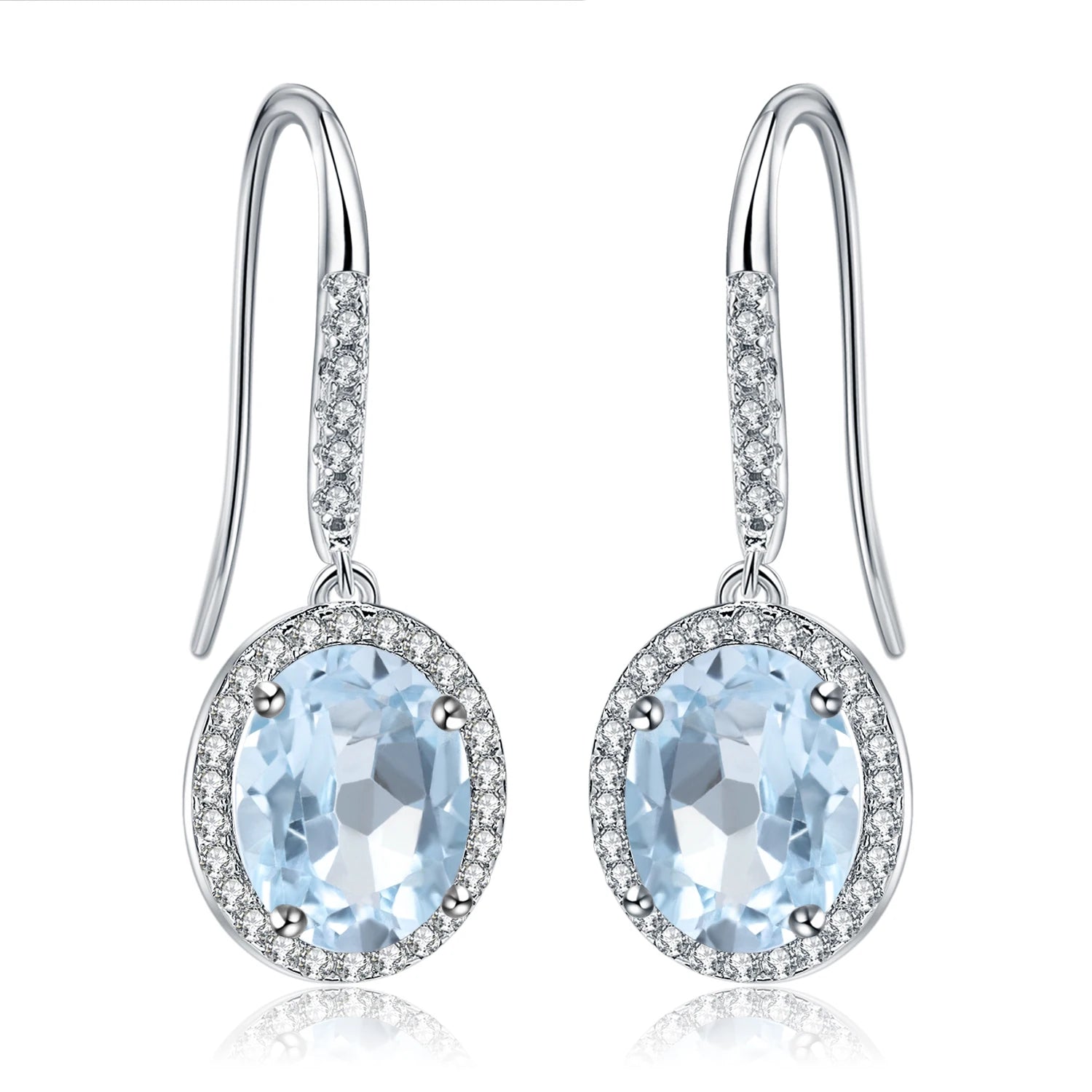 N0074 Abiding Jewelry Custom Natural Sky Blue Topaz Gemstone Women Classic Jewelry Wholesale Hook Earrings