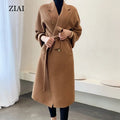 New HIgh Density Wool Coat Handmade Classic Camel Double-sided Peacoat Wool Wrap Coat