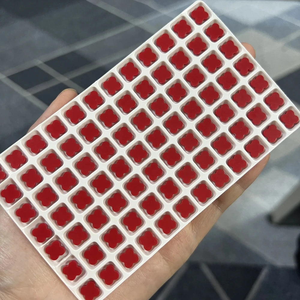 Synthetic Red Four Leaf Clover 8x8x2mm Flower Gemstones for Earring Jewelry