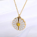 Daisy Jewelry Necklace Gold Plated Pendant Flower Necklace Letter Alloy Daisy Shell Stainless Steel Insert Personalized Necklace