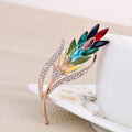 Fashion Clothing Accessories Colorful Rhinestone Crystal Big Wheat Brooch Pins Jewelry for Women