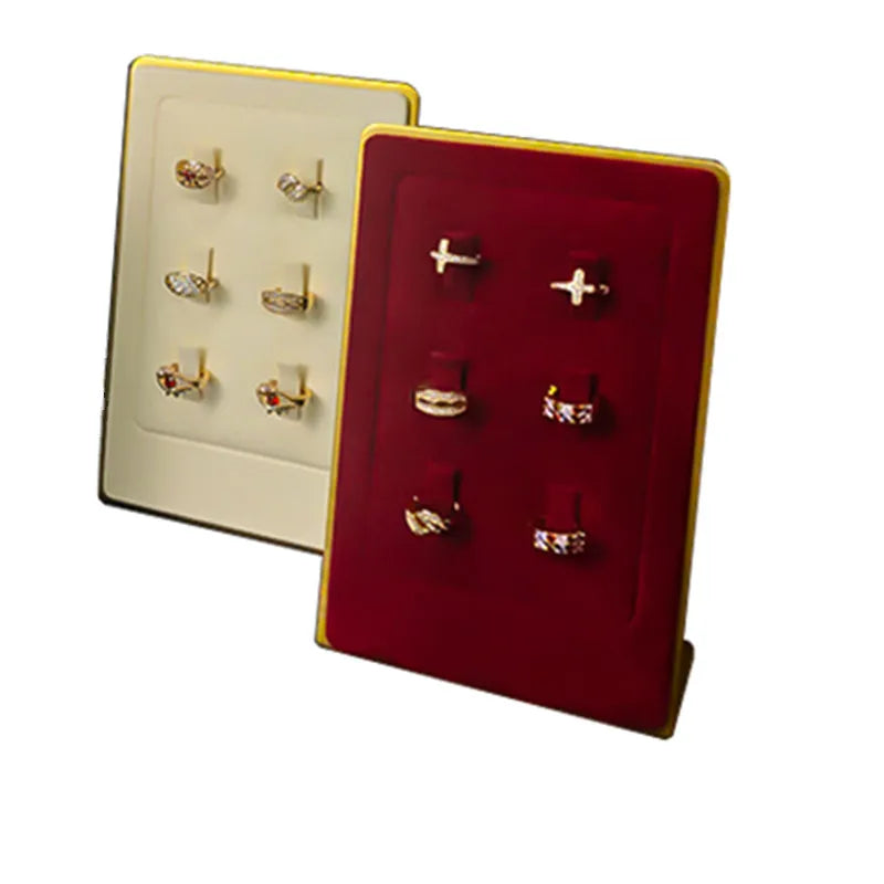 Fashion 6 Holders Rings Display Stand Metal L-shape Standing Rings Display Rack