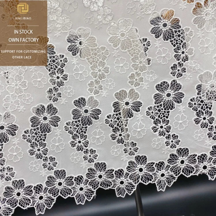 Embroidery Full Lace Five-petal Flower Pattern Laser Craft Hollow Embroidered Garment Dress Accessories